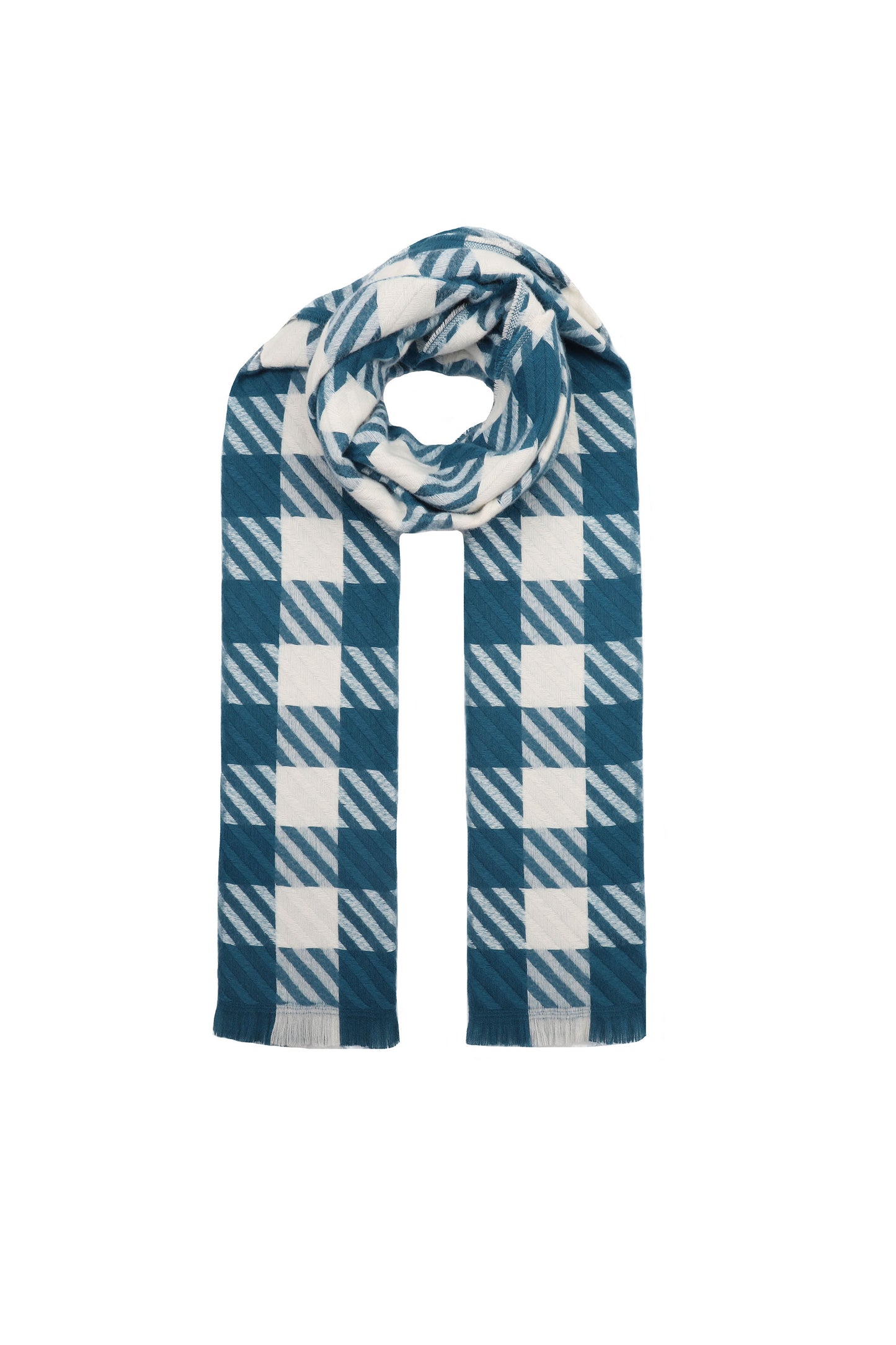 Scarf Petrol Blue & Beige