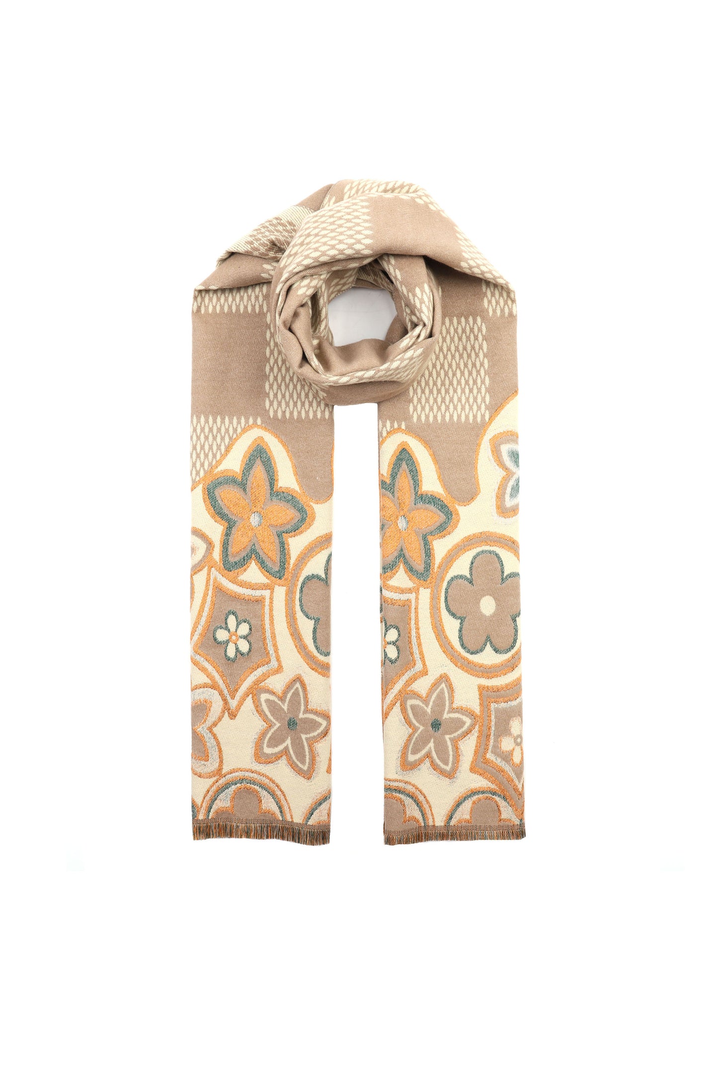 Scarf Soft Flowers Taupe