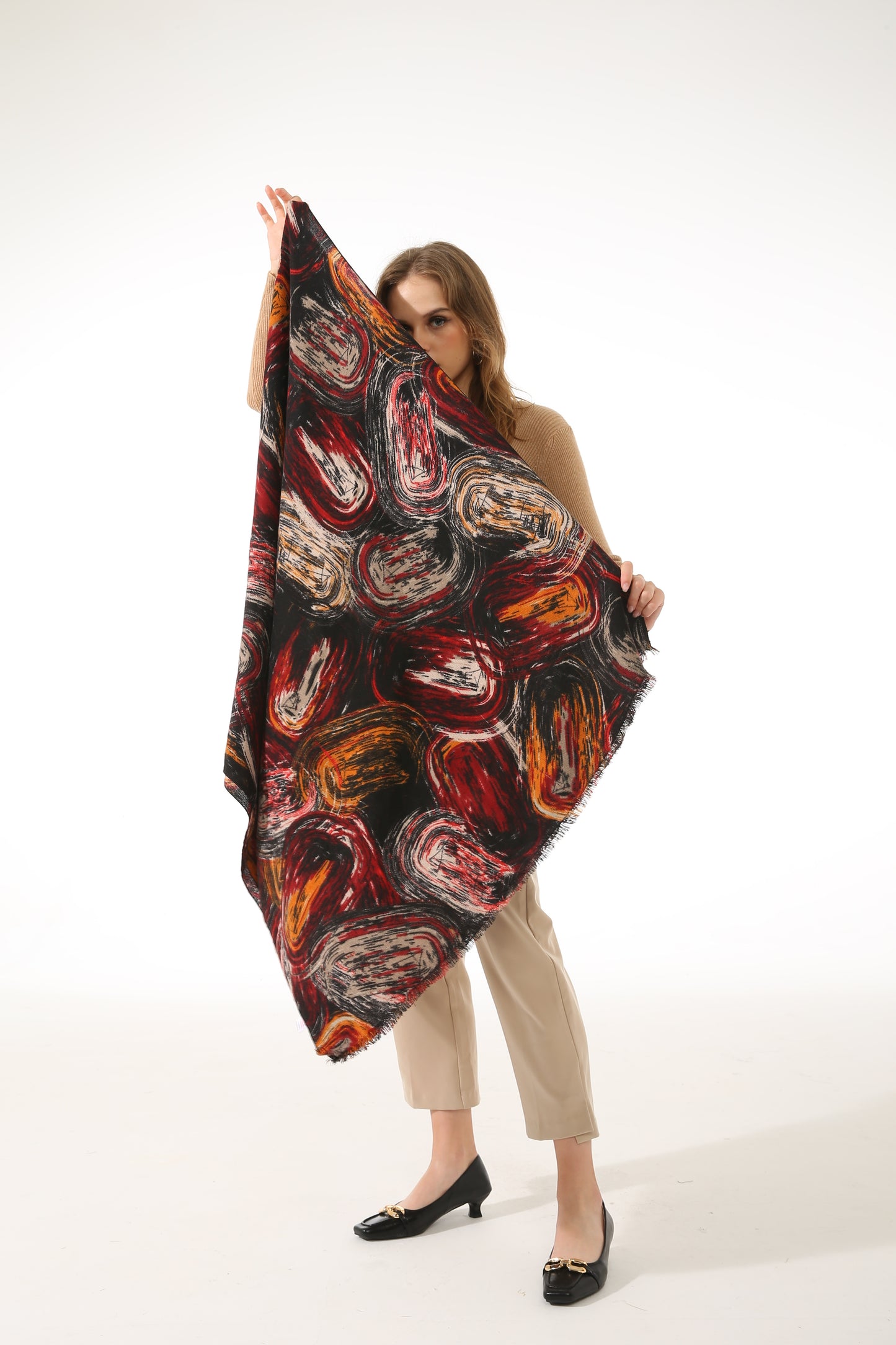 Scarf Black/Beige/Red/Orange