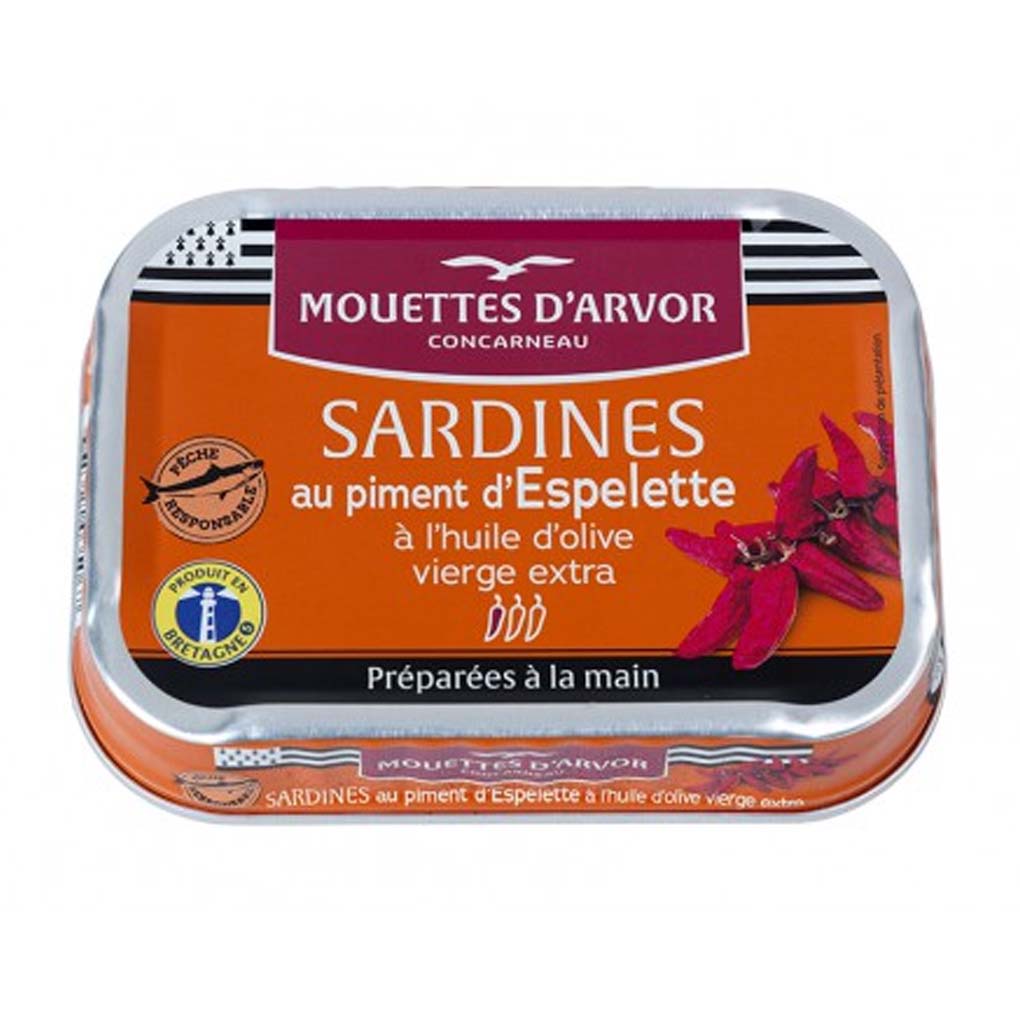 Sardines with EVOO & Hot Pepper (Piment d’Espelette) - Mouettes d’Arvor 4.1oz (Copy)
