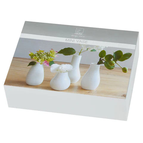 Porcelain White Mini Vases - Set Of 4 - R12927