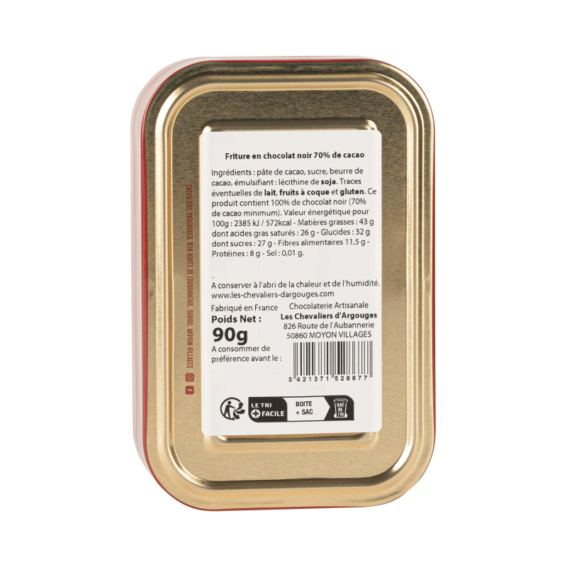 Sardine box with dark chocolate fish (fritures) 90g - Chevaliers d’Argouges