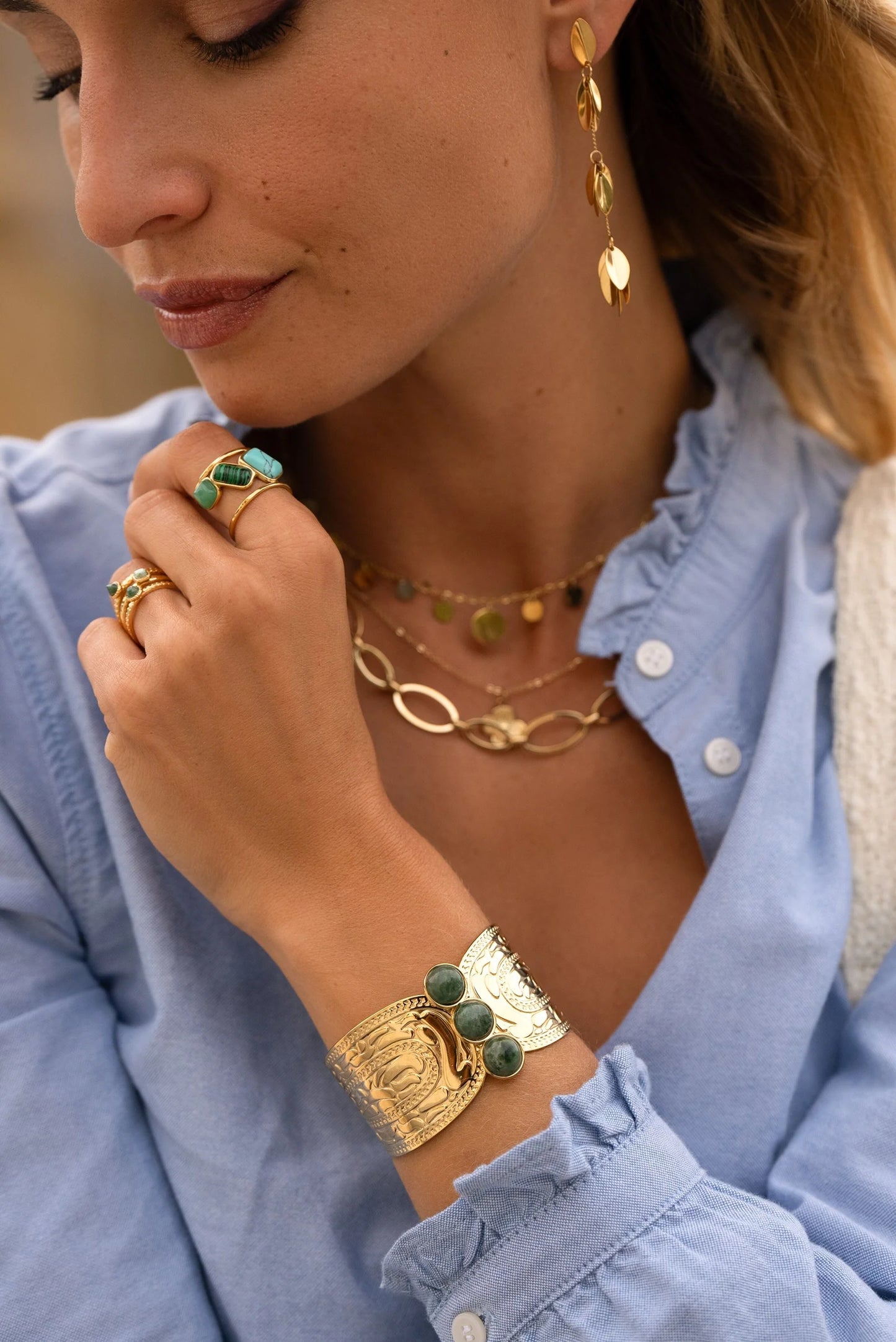 Celeste Bracelet Gold & Stones