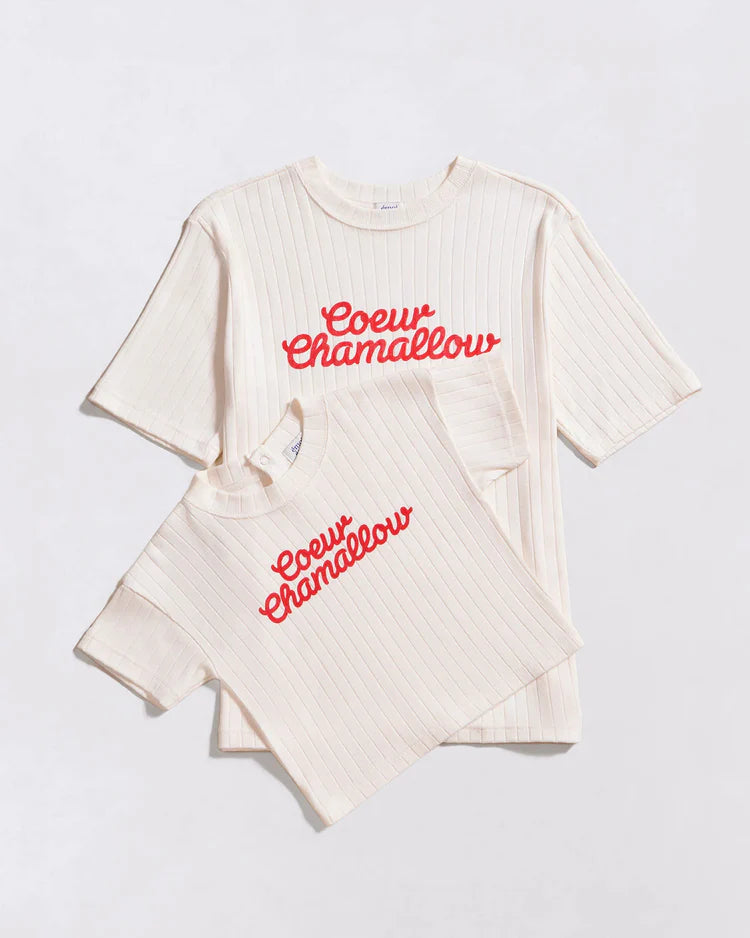 Jeannot Tee-Shirt “Coeur Chamallow” Cream & Red