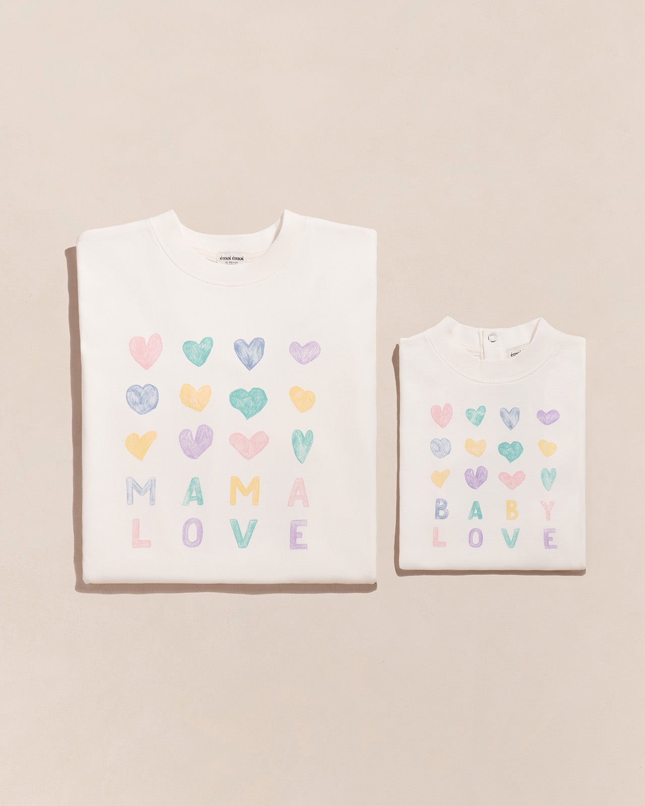 Juliette Tee-Shirt “Baby Love” Cream & Multicolore Hearts