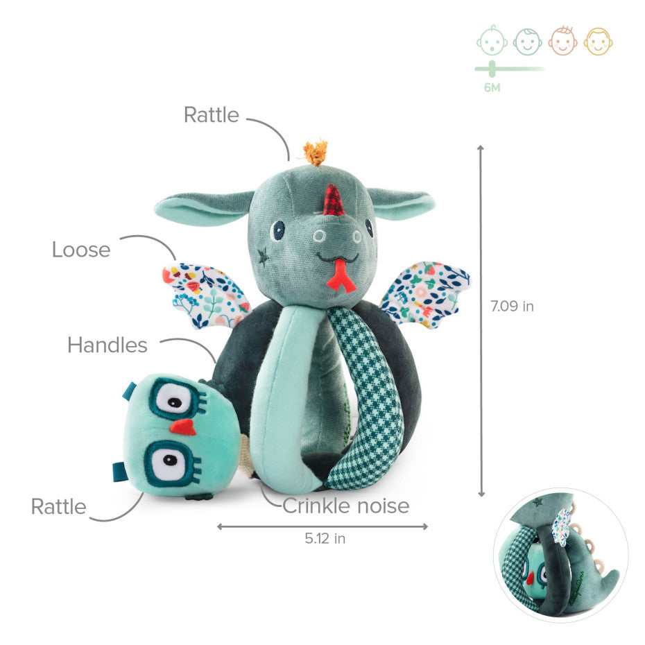Joe the Dragon Rattle with Handles - Lilliputiens