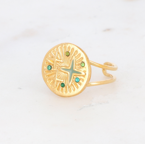 Carly Ring Green Gold