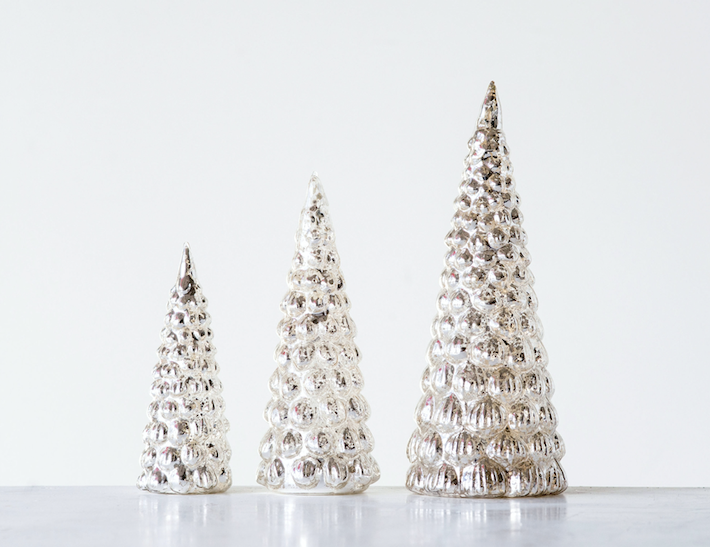 Embossed Mercury Glass Trees