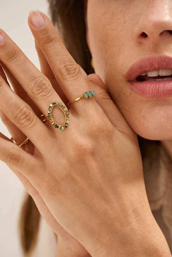 Frances Ring Green Jaspe Gold