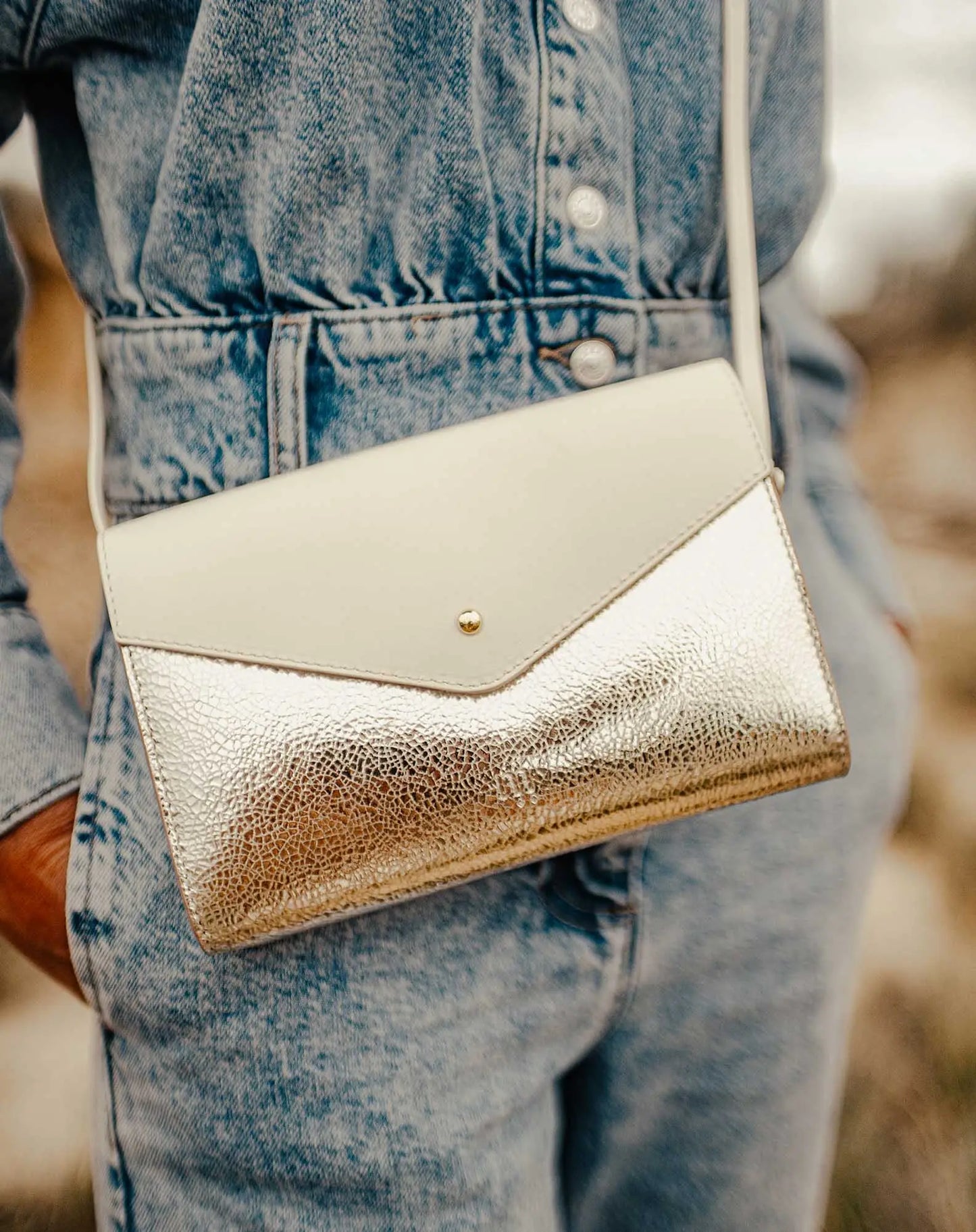 Dalida Flap Bag White & Gold