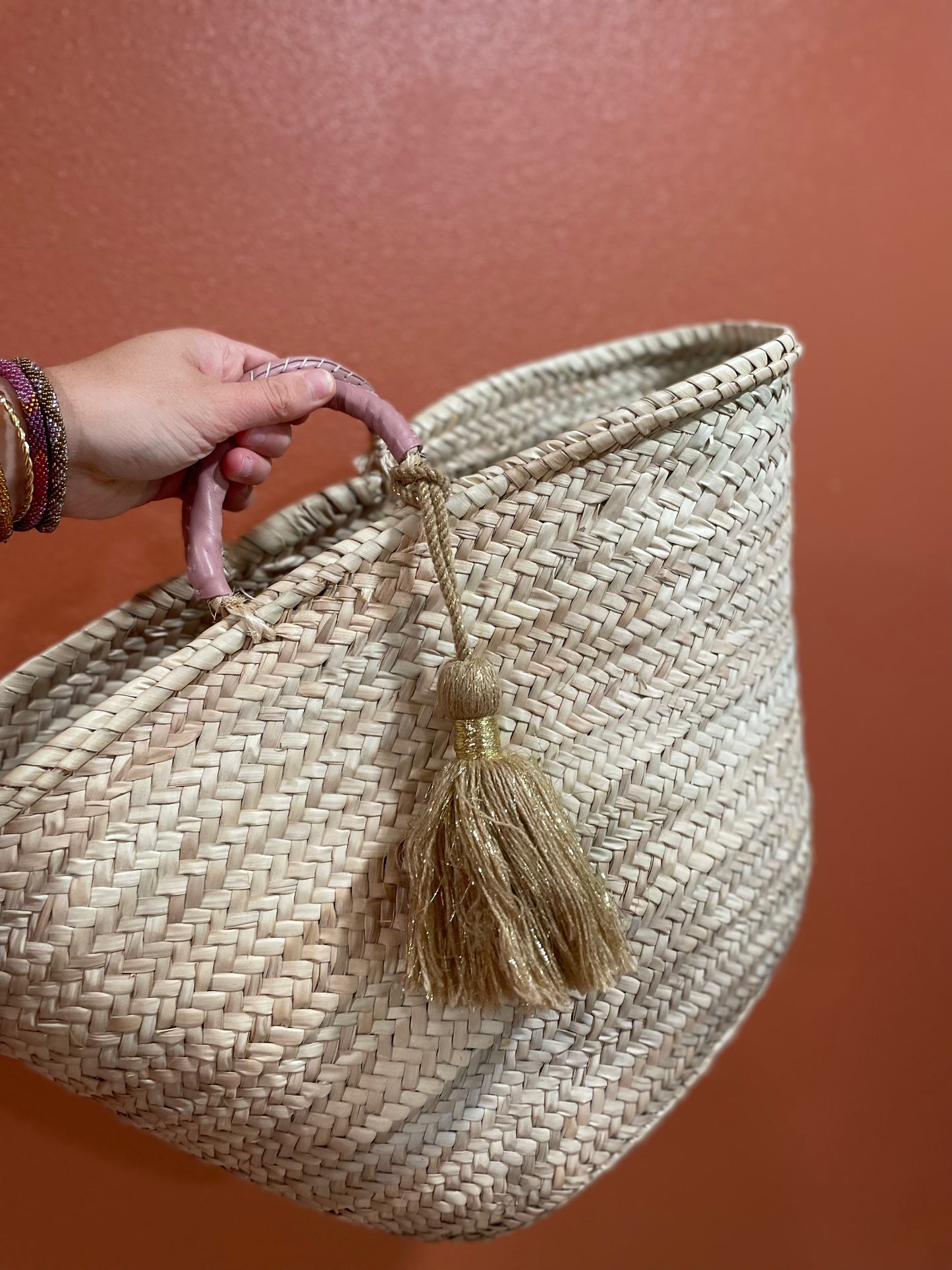 Moroccan Basket Bag Leather