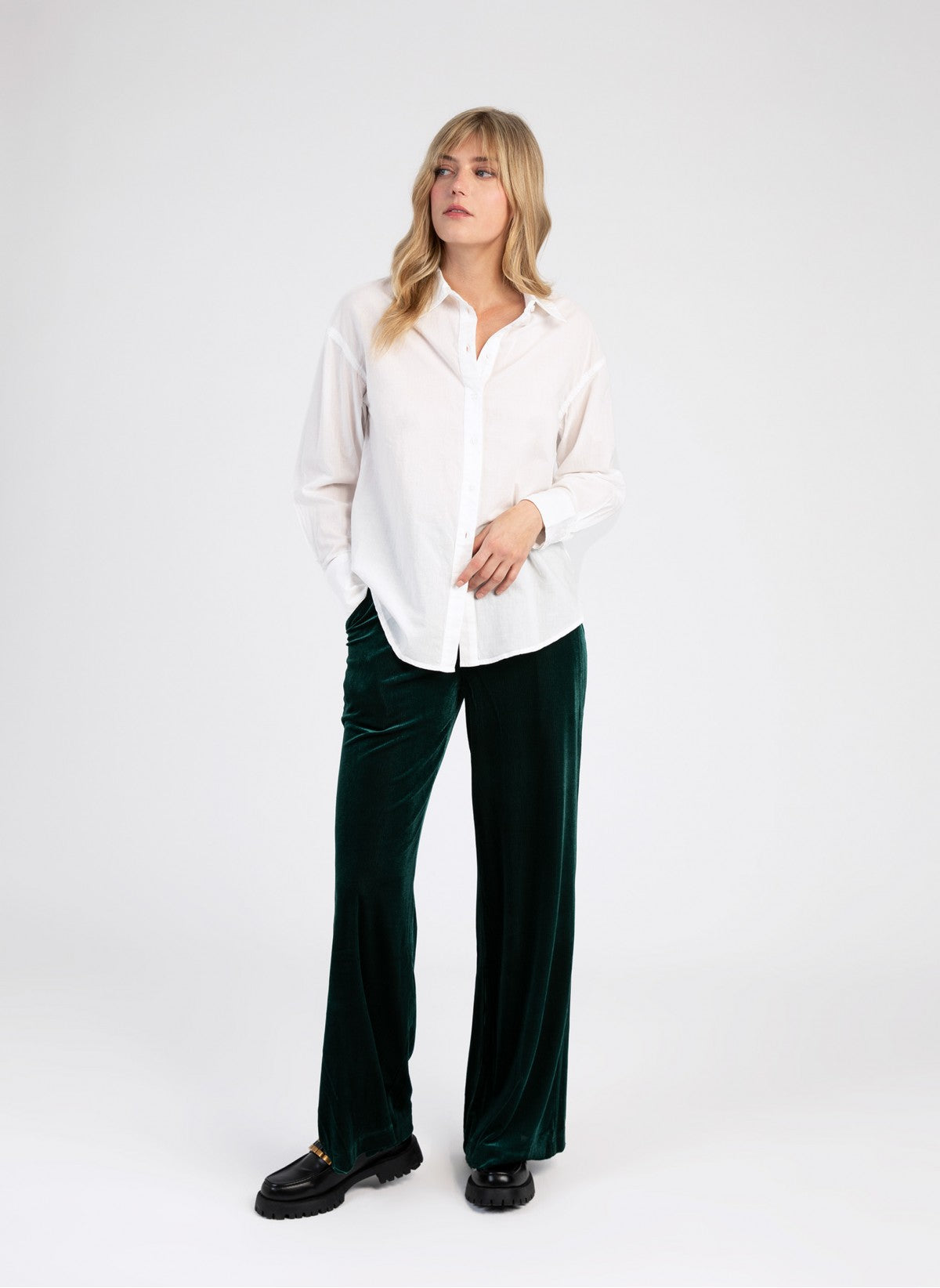 Soanna Plain Cotton Shirt White