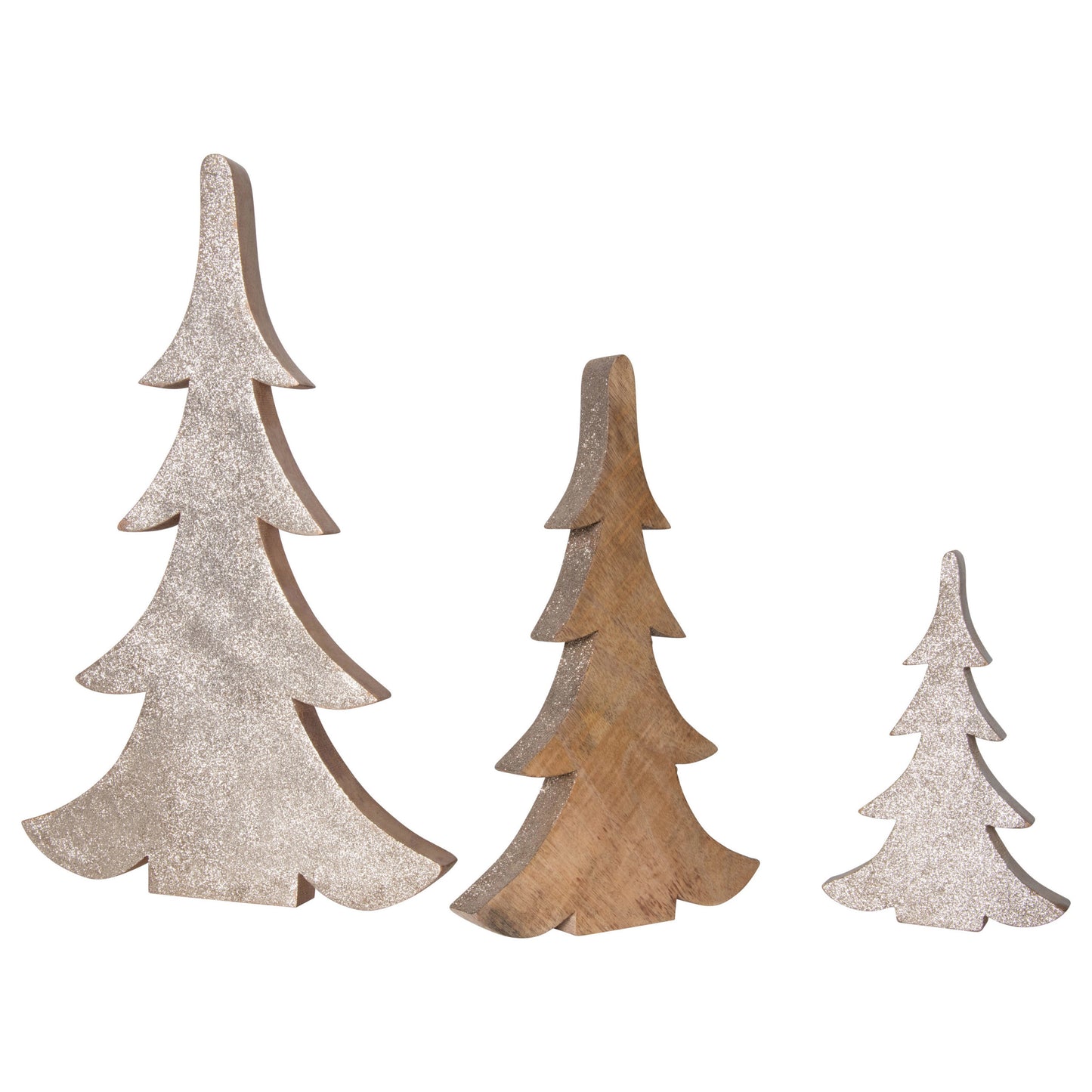 Wood Trees with Glitter Gold