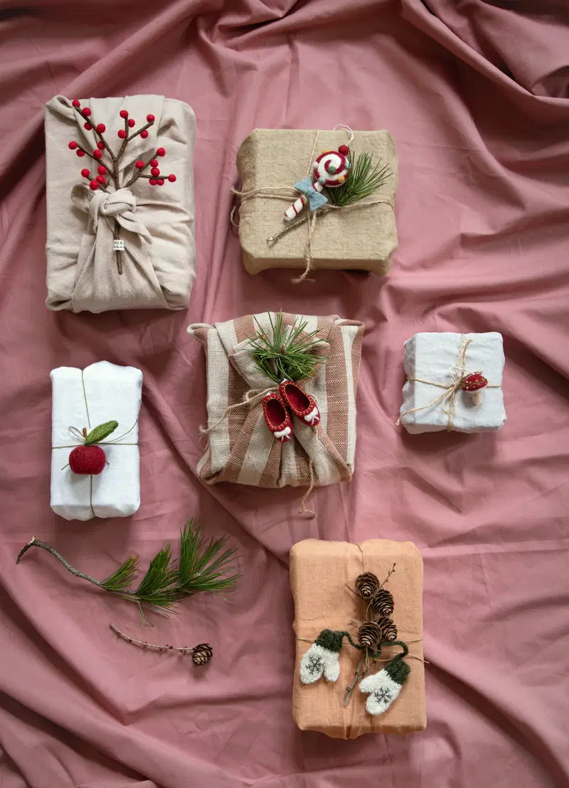 Christmas candy with light blue bow ornament