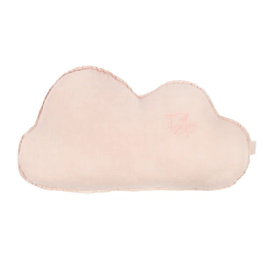 L1N0 Embroid cloud cushion linen-mauve pink