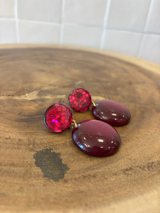Gloria S earrings burgundy glitter purple