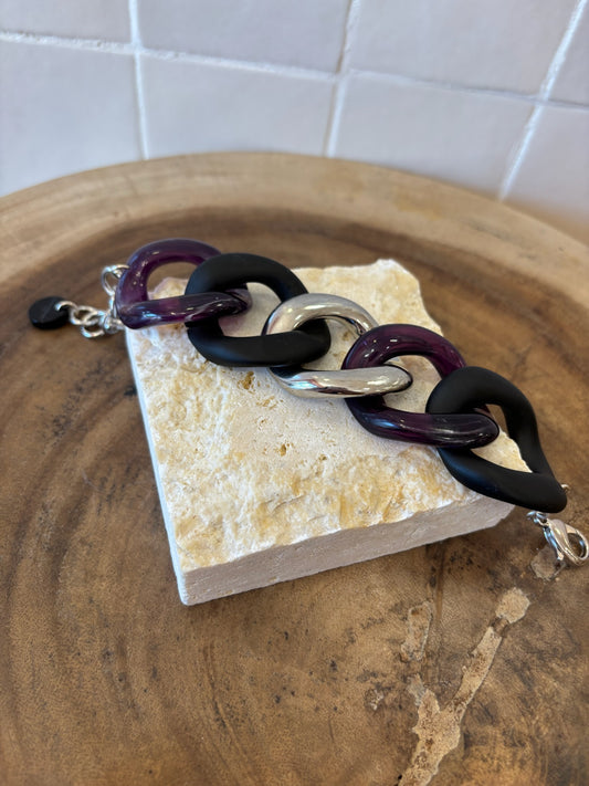 Maille Bracelet Black matte, silver & purple