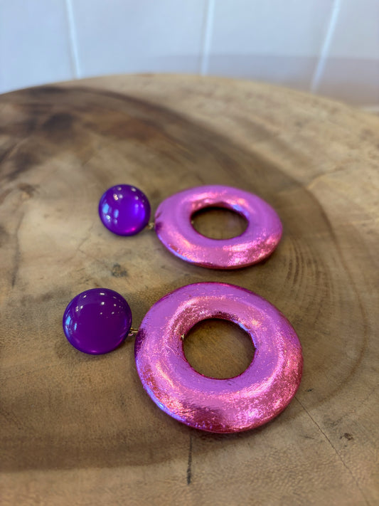 Donuts Pierced Earrings glitter Pink & Purple