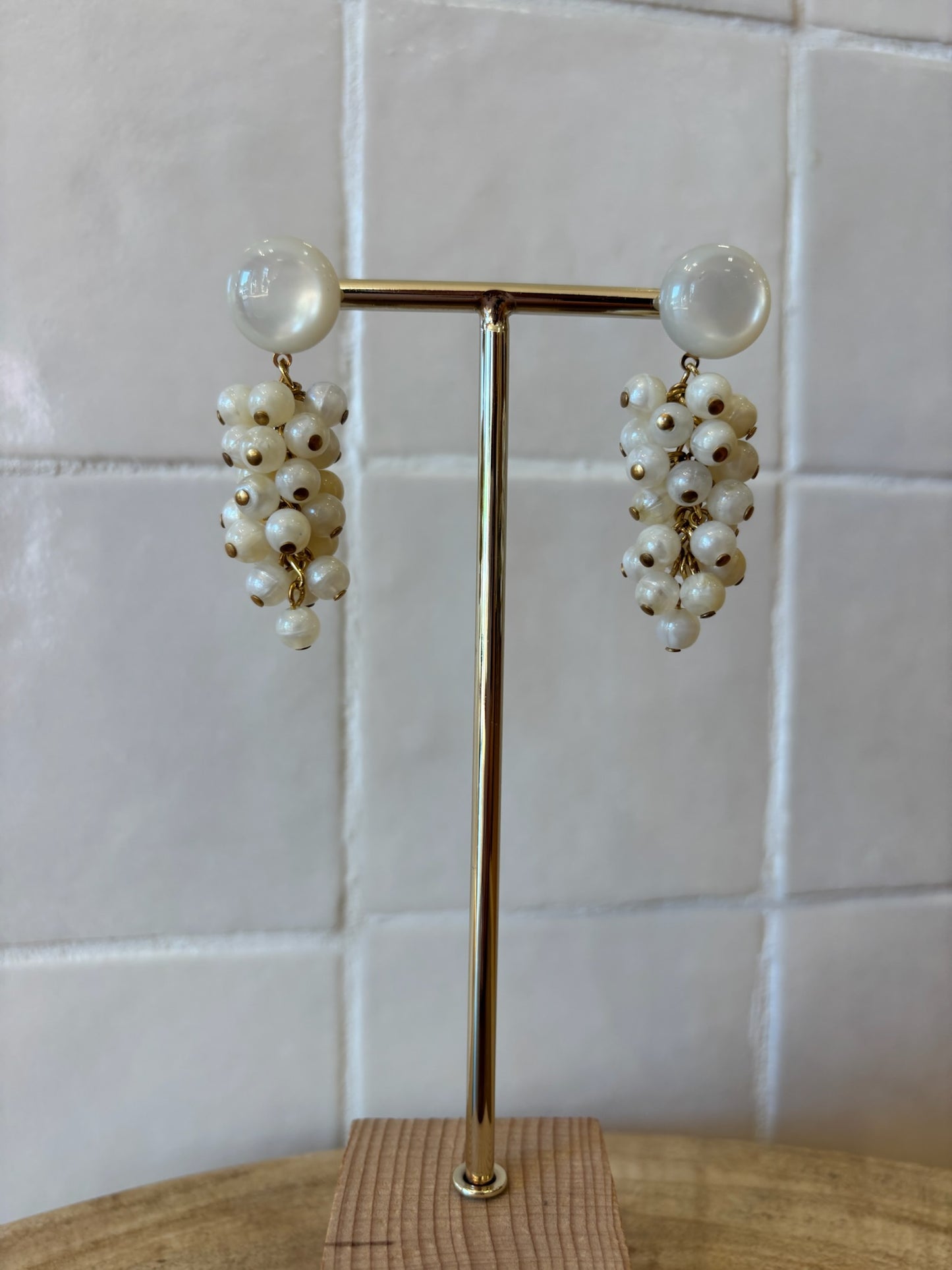 Grappes Earrings Cream