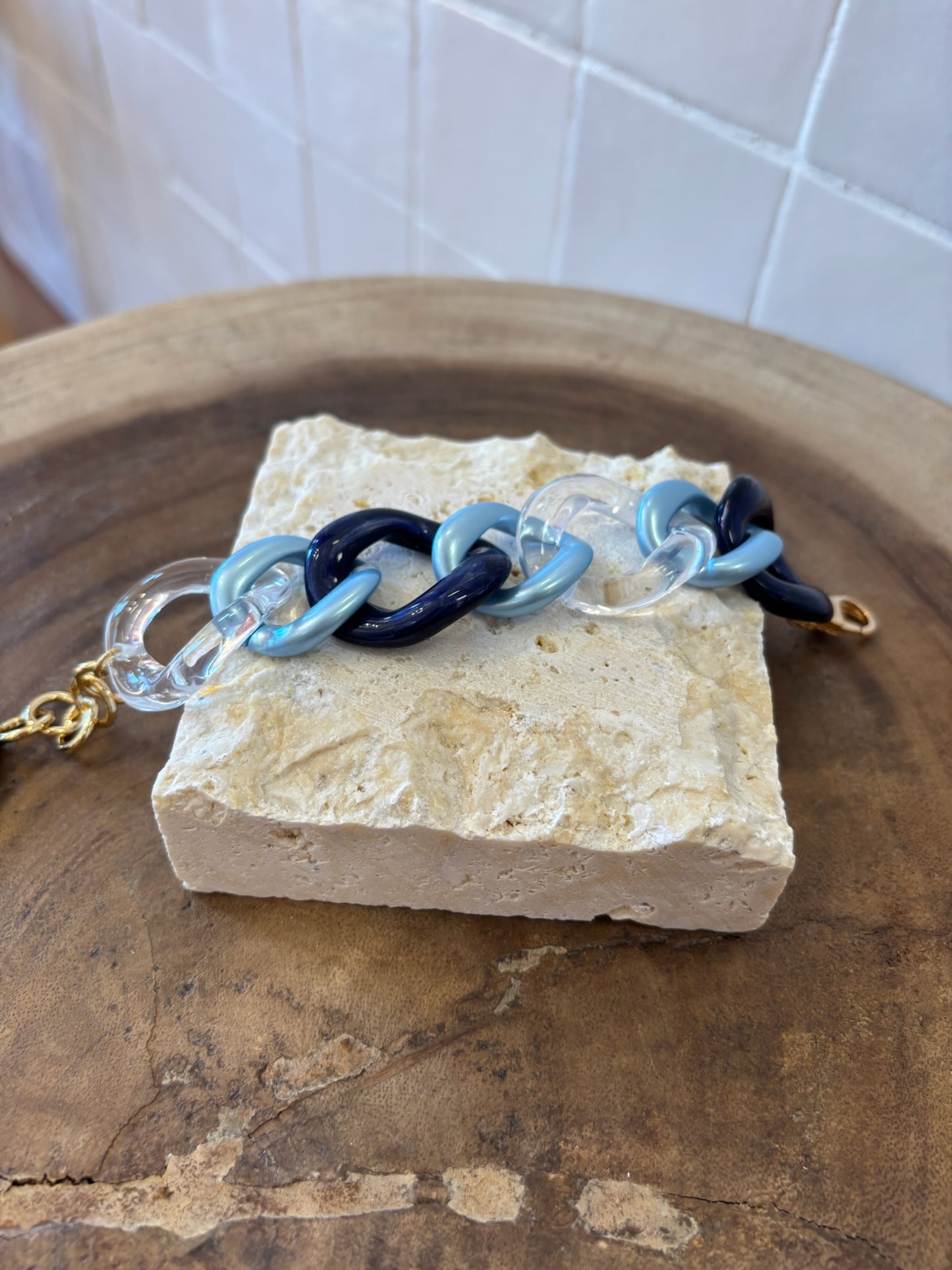 Maille M Bracelet marble Navy, transparent  & light blue