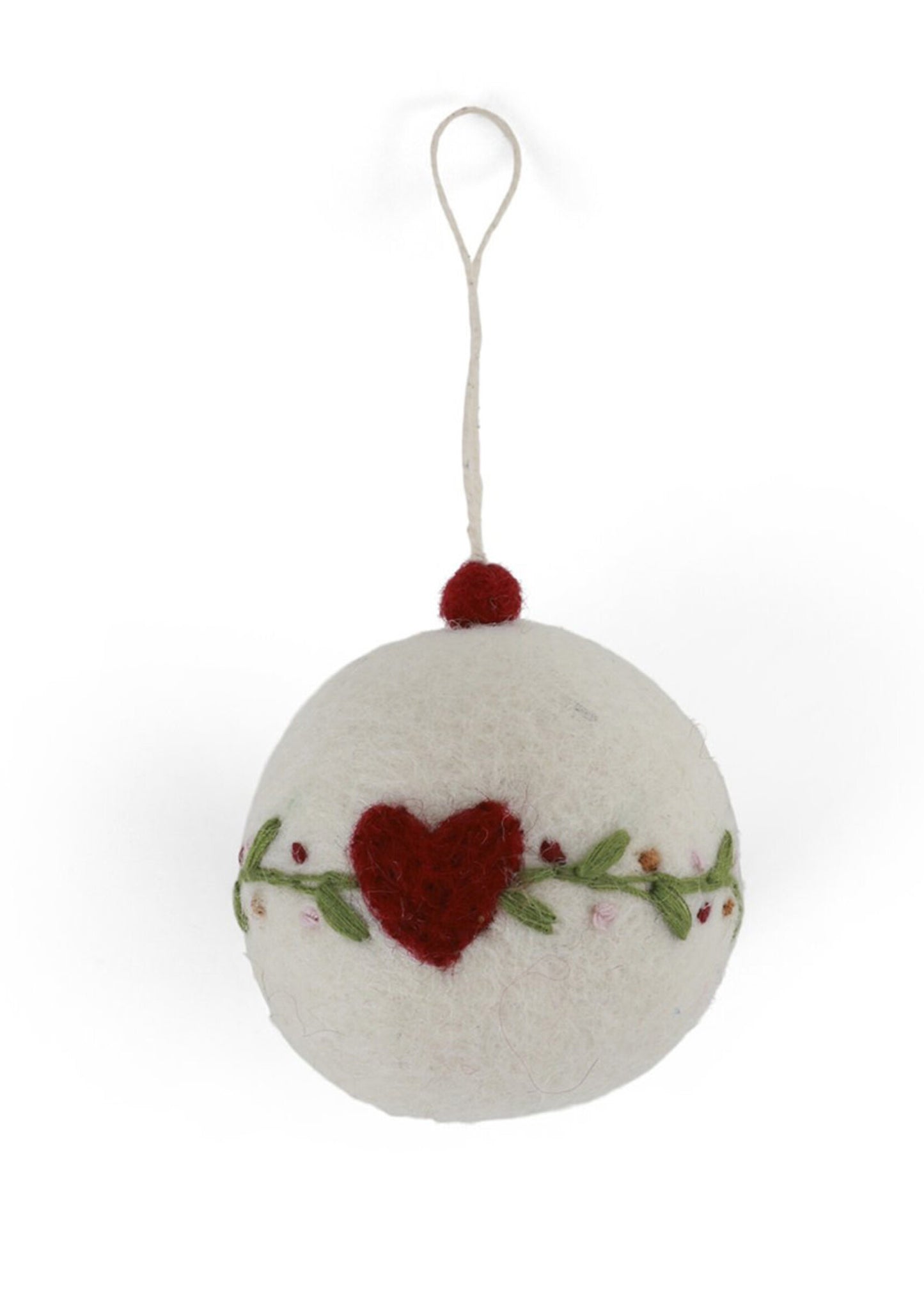 Christmas Bauble White with heart & garland ornament