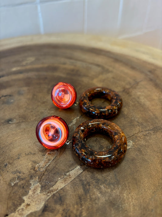 Vanille L earrings marble brown