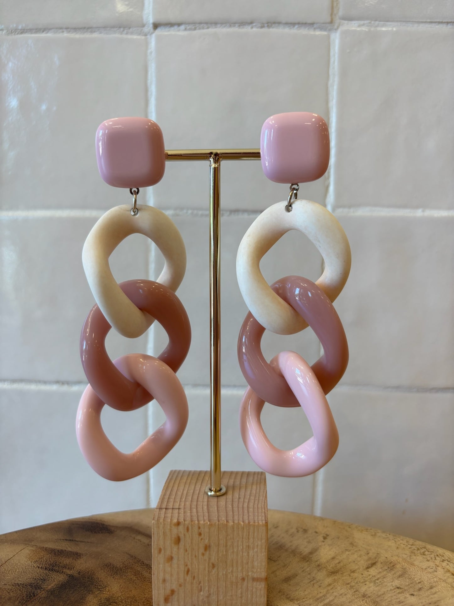 Maille Earrings Pink White