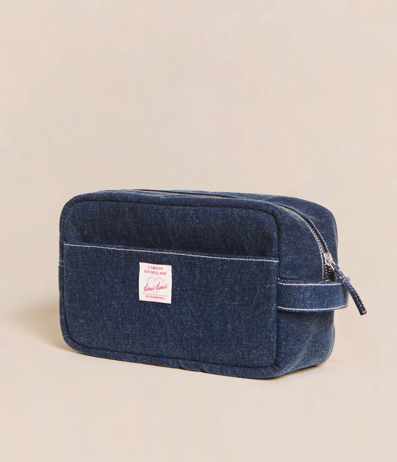 Denim Heart Toiletry Bag Blue