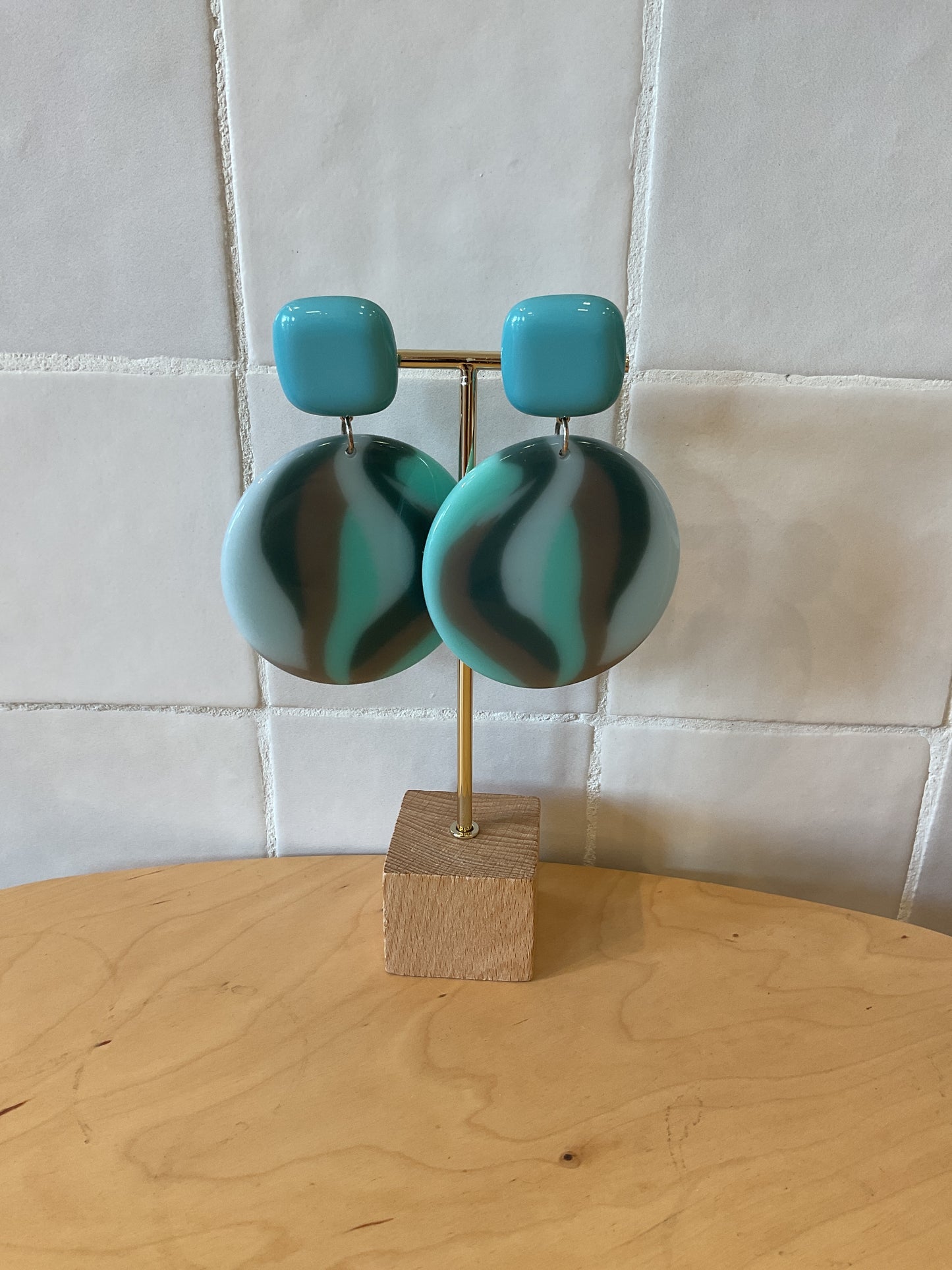 Nour Round Earrings Blue