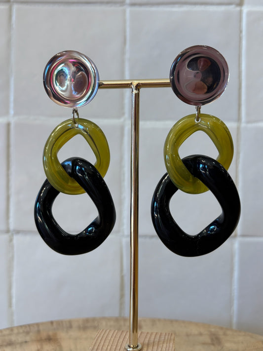 Maille XL Earrings kaki marble & black