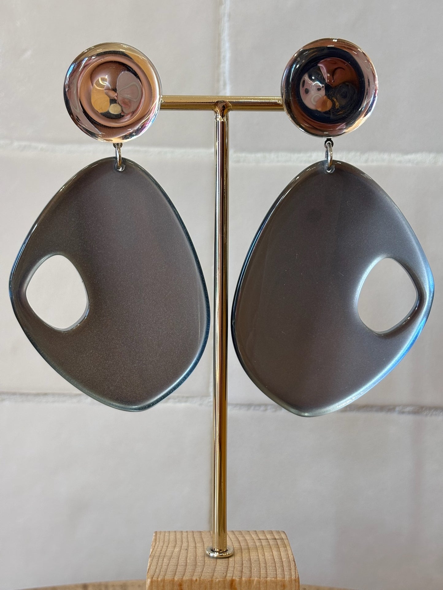 Fabulous Pierced Earrings Mirror & Blue