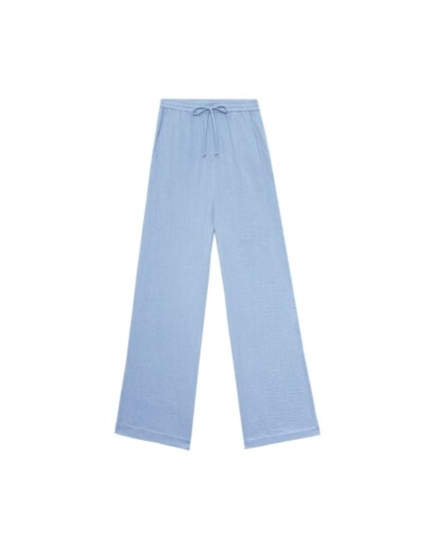 Palmy Gauze Cotton Pants Light Blue