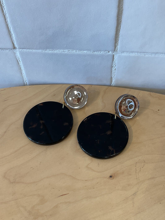 Caleum L Earrings Grey Mirror & Black