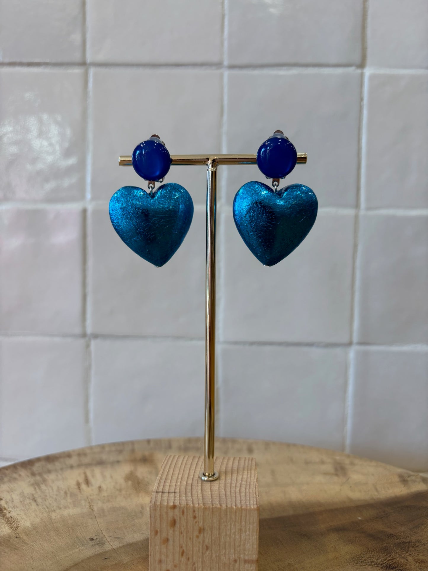 Heart Medium pierced Earrings Royal Blue