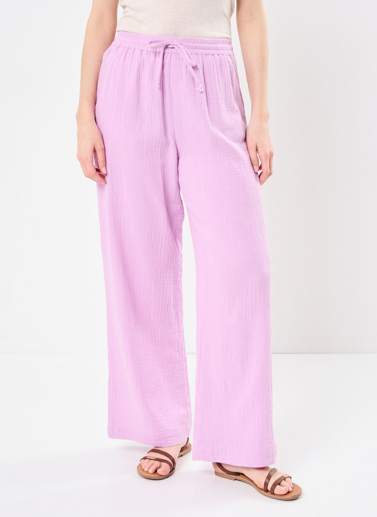 Palmy Gauze Cotton Pants Pink