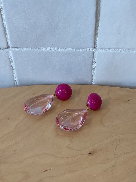 Cuba Pierced Earrings Transparent Pink