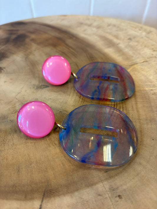 Poppy Earrings Pink & Blue