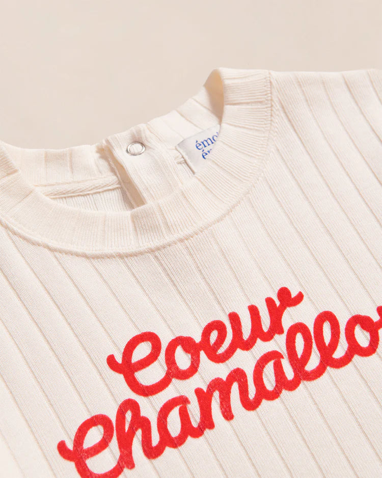 Jeannot Tee-Shirt “Coeur Chamallow” Cream & Red