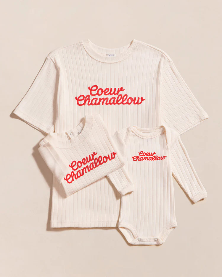 Jeannot Tee-Shirt “Coeur Chamallow” Cream & Red