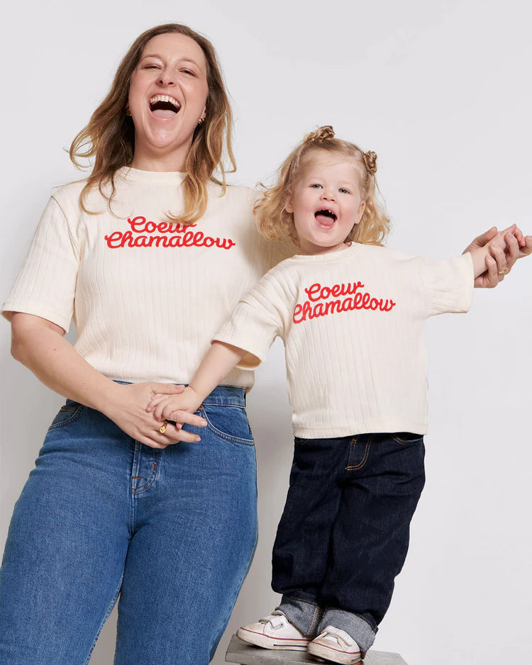 Jeannot Tee-Shirt “Coeur Chamallow” Cream & Red