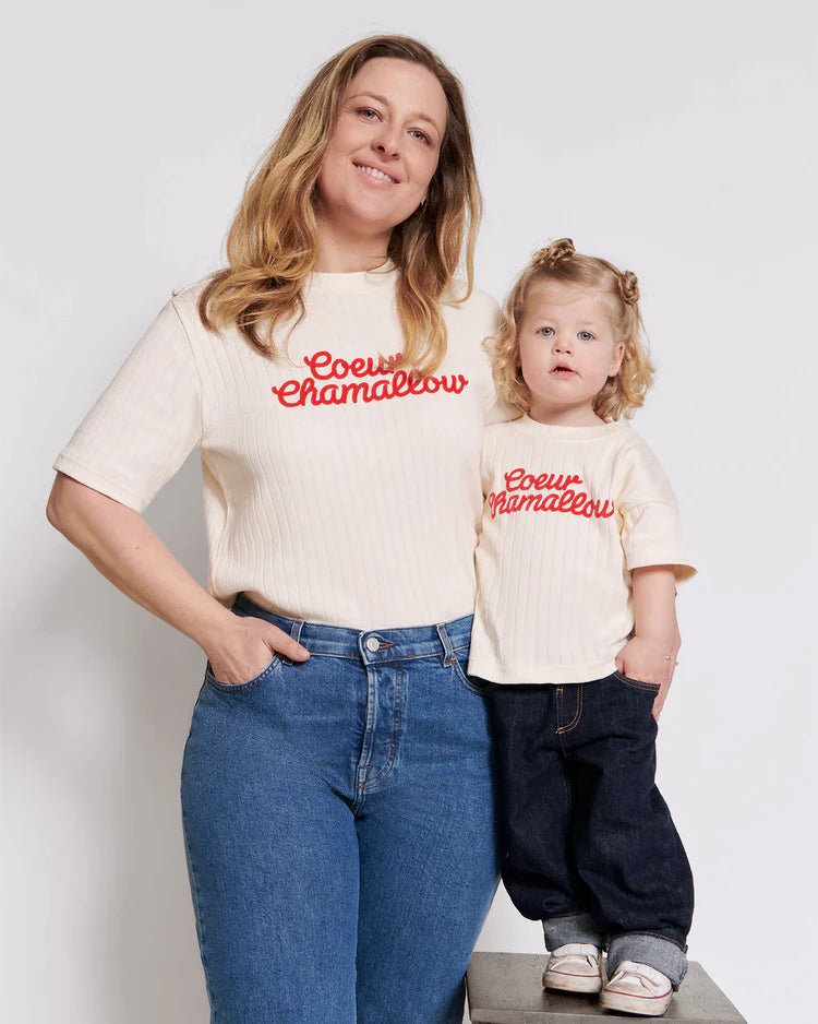 Jeannot Tee-Shirt “Coeur Chamallow” Cream & Red