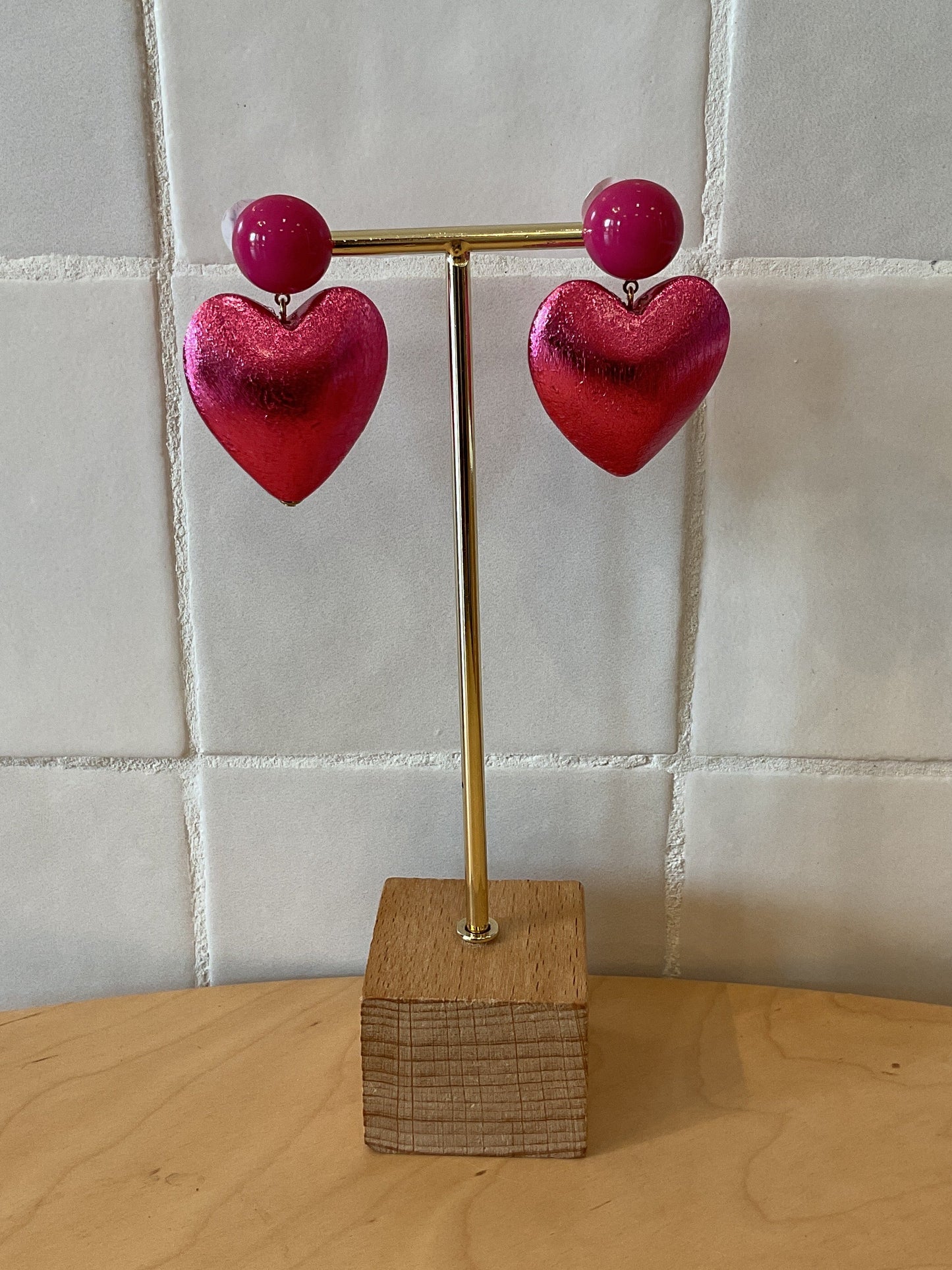 Heart Medium Clip Earrings Pink