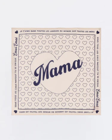 Scarf Bandana “ Je t'aime Mama” Cream/Navy