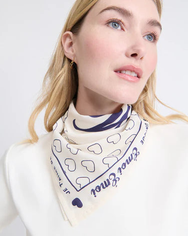 Scarf Bandana “ Je t'aime Mama” Cream/Navy