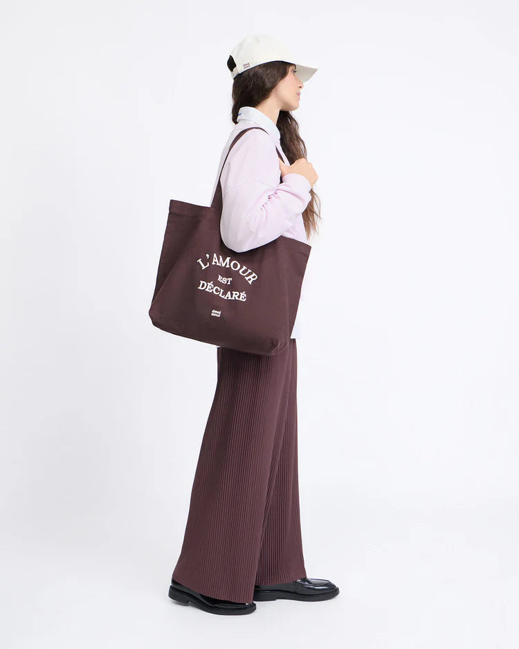 Tote Bag embroidered "L'amour est déclaré" chocolate