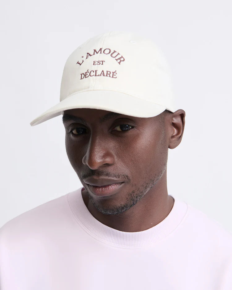 Embroidered cap "Lamour est déclaré" Cream & chocolate