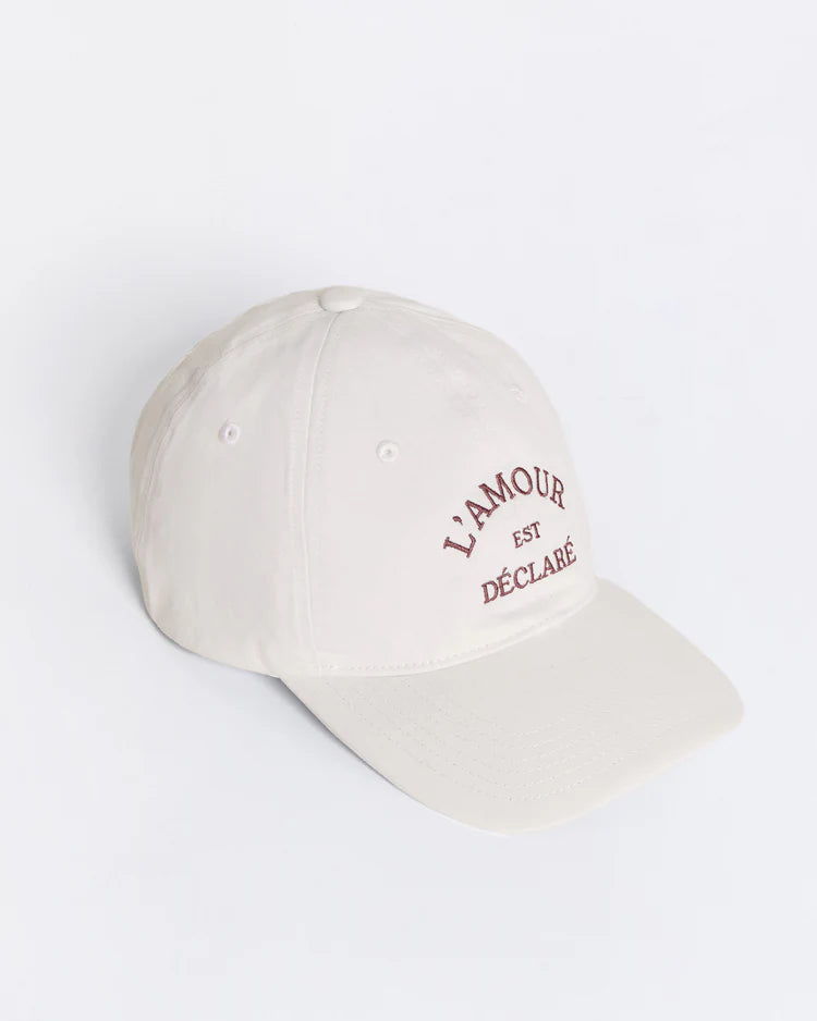 Embroidered cap "Lamour est déclaré" Cream & chocolate