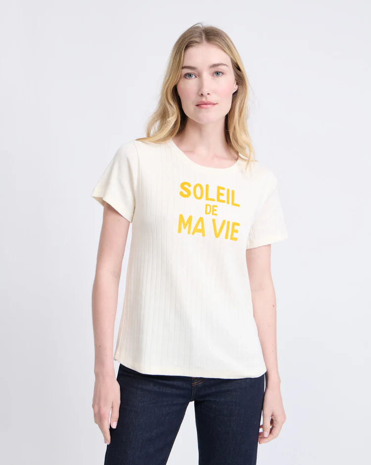 Jeanne Tee-Shirt “Soleil de ma vie” Cream & Yellow