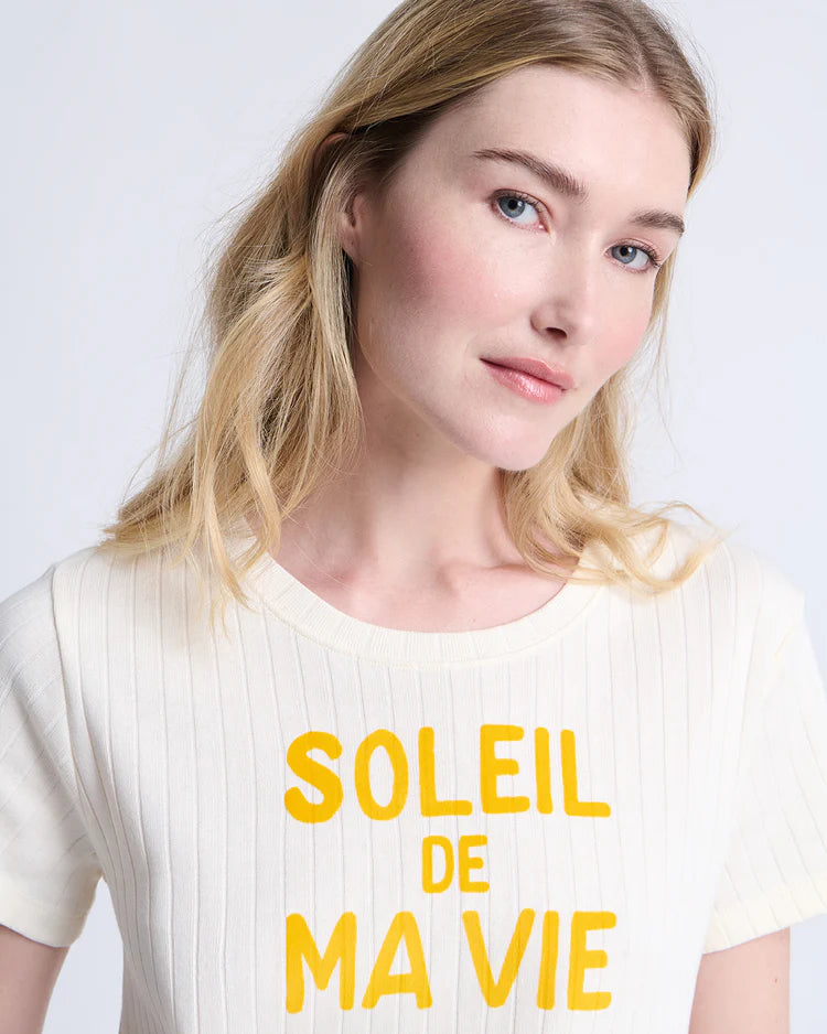 Jeanne Tee-Shirt “Soleil de ma vie” Cream & Yellow