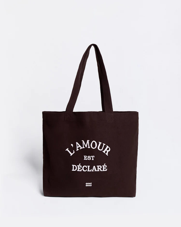 Tote Bag embroidered "L'amour est déclaré" chocolate